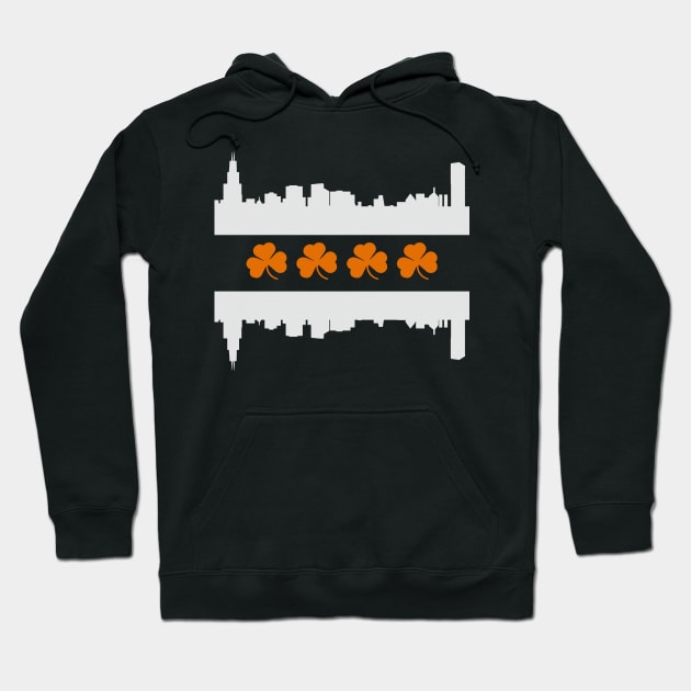 Irish Chicago Skyline Flag Hoodie by E